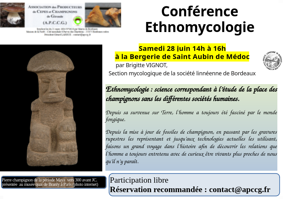 Conférence ethnomycologie par Brigitte VIGNOT samedi 28 juin ÉÀÉ(